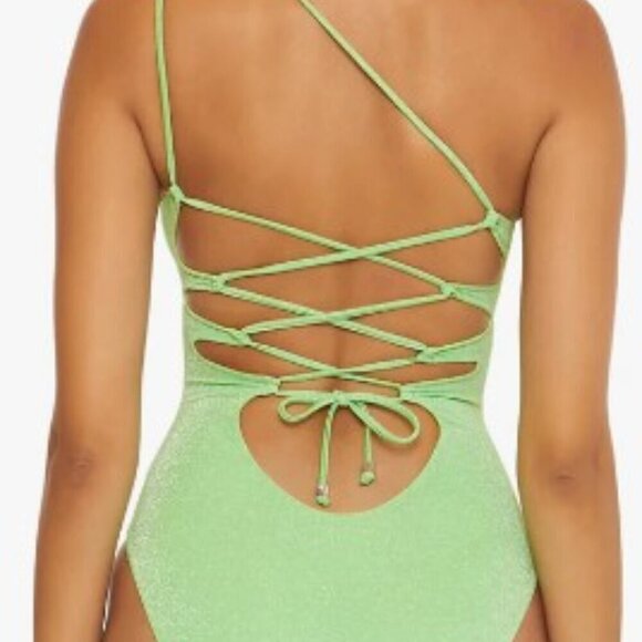 Becca Women's Glimmer One Shoulder One Piece Swimsuit SIze M New - Picture 10 of 10